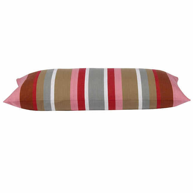 Corban Rose Pink Based Striped Cushion Cover Multicoloured Rectangle 35x70cm.