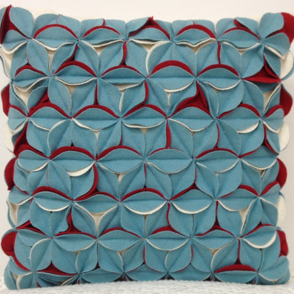 Amelie Aqua Blue & Red 3D Texture Cushion Cover.