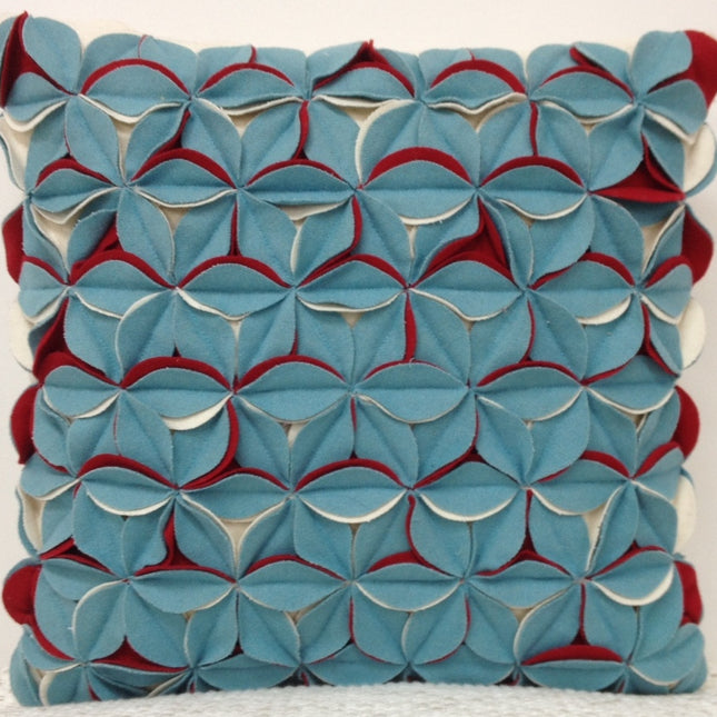 Amelie Aqua Blue & Red 3D Texture Cushion Cover.
