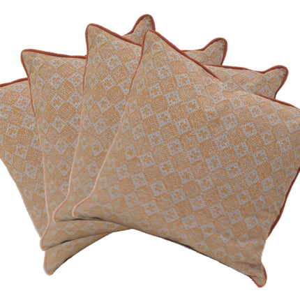 Pack of 4 Azuk Orange & Grey Cushion Covers 50cm x 50cm.