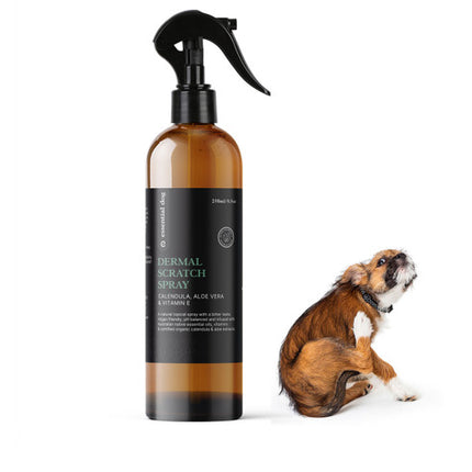 Natural Anti Itch Scratch Spray for Dogs (Aloe, Tea Tree and Vitamin E).