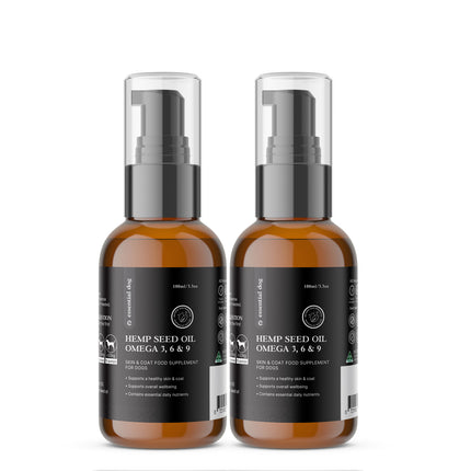 2 x 100ml Raw Hemp Seed Oil Food Supplement for Dogs.