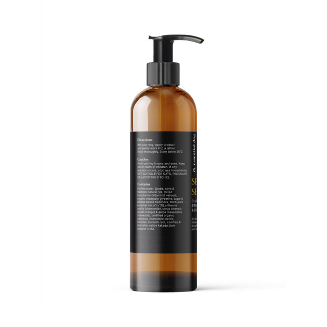 500ml Natural Sensitive Dog Shampoo (Chamomile, Sweet Orange & Rosewood).