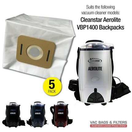 5 x  Vacuum Bags for Cleanstar Aerolite VBP1400 Backpacks.