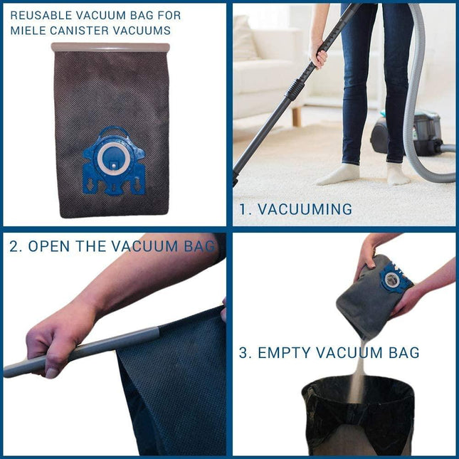 Reusable Vacuum Cloth Bags for Miele GN & FJM Vacuum Cleaners.