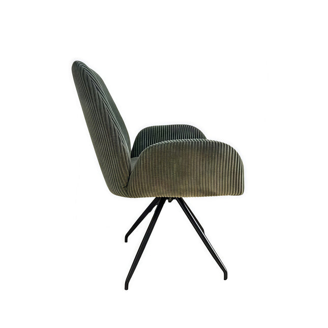 Dining Chair Linen Fabric Upholstered Seat Powder Coated Iron Legs.