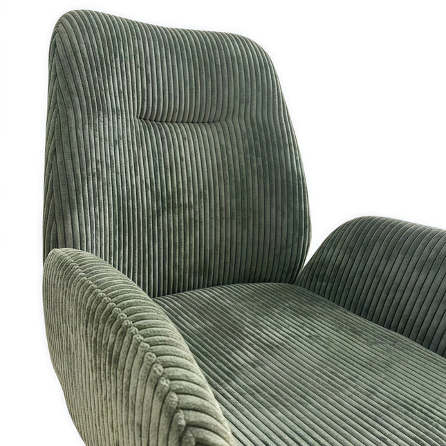 Dining Chair Linen Fabric Upholstered Seat Powder Coated Iron Legs.
