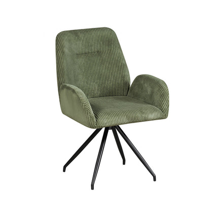Dining Chair Linen Fabric Upholstered Seat Powder Coated Iron Legs.
