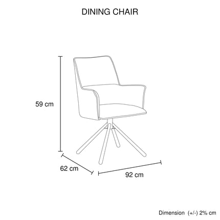 Dining Chair Green Linen Fabric Upholstered Seat Powder Coated Iron Legs.