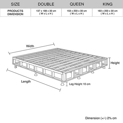Mattress Base Ensemble Queen Size Solid Wooden Slat in Charcoal with Removable Cover.