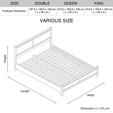 4 Pieces Bedroom Suite Natural Wood Like MDF Structure Queen Size Oak Colour Bed, Bedside Table & Tallboy.