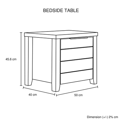 4 Pieces Bedroom Suite Natural Wood Like MDF Structure Queen Size Oak Colour Bed, Bedside Table & Tallboy.