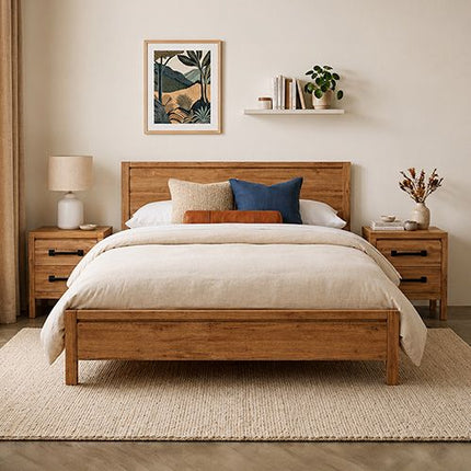 King Bedroom Suite – 4 Piece Set with Dresser in Oak Finish