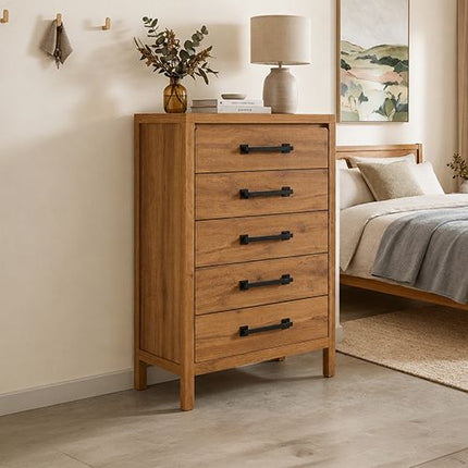 King Bedroom Suite – 5 Piece Set with Dresser & Tallboy in Oak Finish