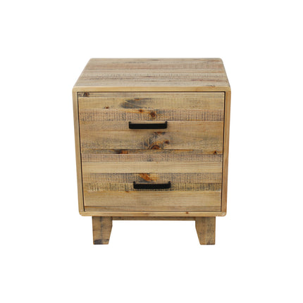 4 Pieces Bedroom Suite King Size in Solid Wood Antique Design Light Brown Bed, Bedside Table & Tallboy.