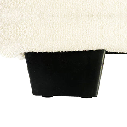 Alexa Queen Size High Rise Headboard Linen Beige Fabric Four MDF Drawers with Wheels Bed Frame.