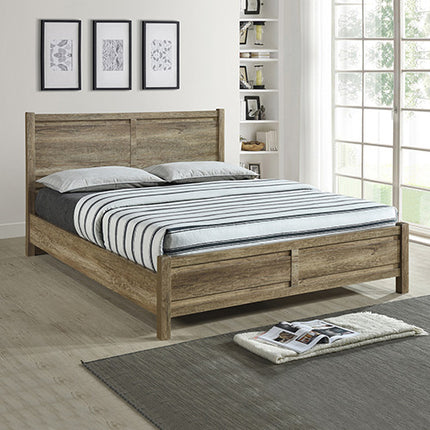 Queen Size Bed Frame Natural Wood like MDF in Oak Colour.