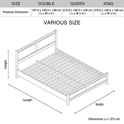 Queen Size Bed Frame Natural Wood like MDF in Oak Colour.