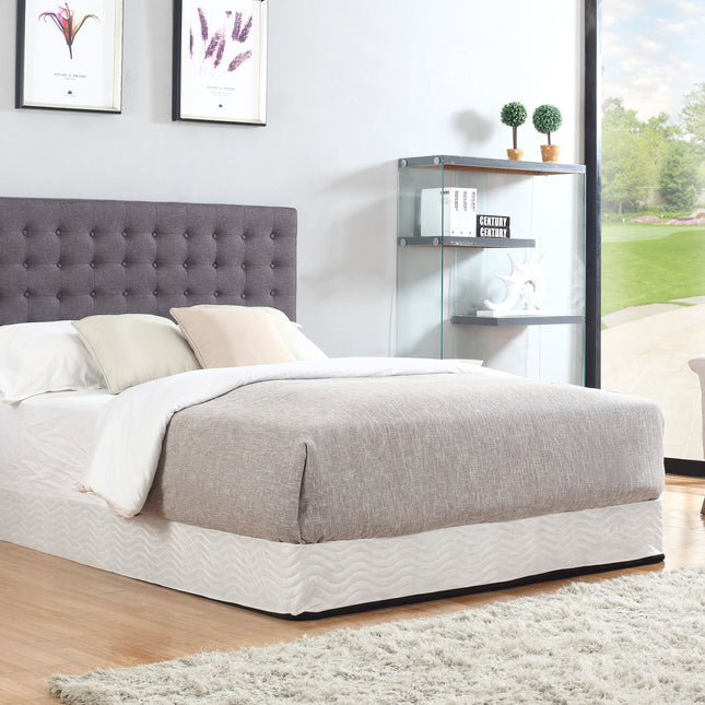 Bed Head King Charcoal Headboard Upholstery Fabric Tufted Buttons.