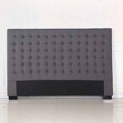 Bed Head King Charcoal Headboard Upholstery Fabric Tufted Buttons.