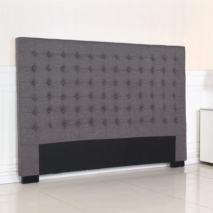Bed Head King Charcoal Headboard Upholstery Fabric Tufted Buttons.