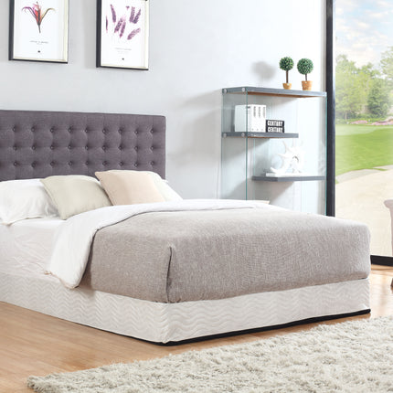 Bed Head Queen Charcoal Headboard Upholstery Fabric Tufted Buttons.