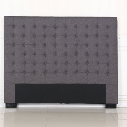 Bed Head Queen Charcoal Headboard Upholstery Fabric Tufted Buttons.