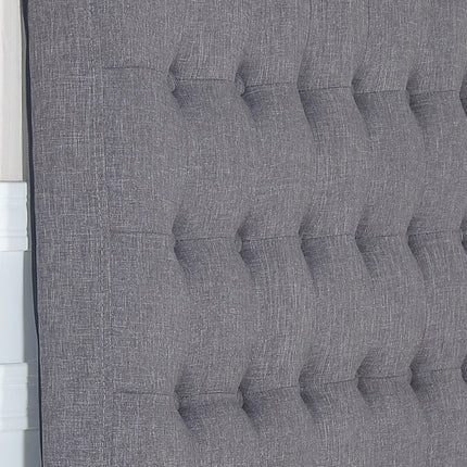 Bed Head Queen Charcoal Headboard Upholstery Fabric Tufted Buttons.