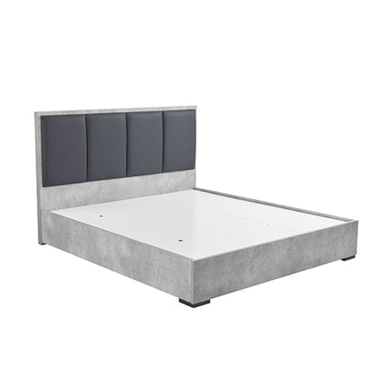 Queen Bed Frame Fabric Upholstery MDF in Cement Colour.