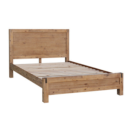Bed Frame Double Size in Solid Wood Veneered Acacia Bedroom Timber Slat in Oak.