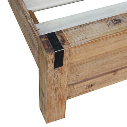 Bed Frame King Single Size in Solid Wood Veneered Acacia Bedroom Timber Slat in Oak.