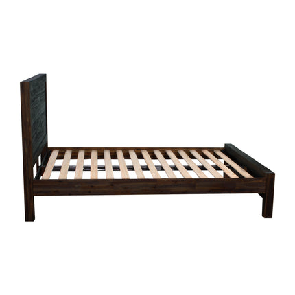 Bed Frame Queen Size in Solid Wood Veneered Acacia Bedroom Timber Slat in Chocolate.