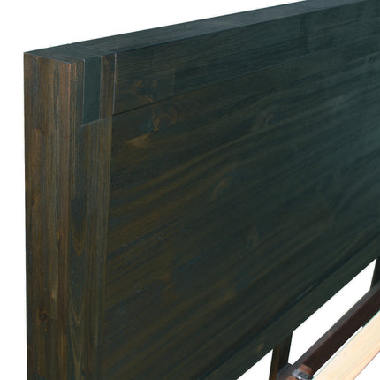 Bed Frame Queen Size in Solid Wood Veneered Acacia Bedroom Timber Slat in Chocolate.