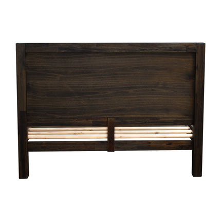 Bed Frame Queen Size in Solid Wood Veneered Acacia Bedroom Timber Slat in Chocolate.