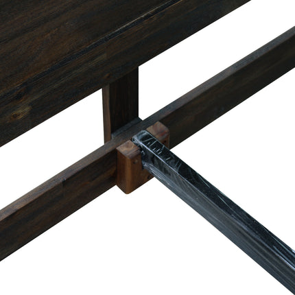 Bed Frame Queen Size in Solid Wood Veneered Acacia Bedroom Timber Slat in Chocolate.