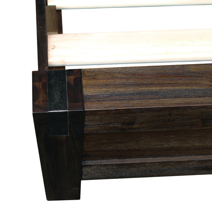 Bed Frame Queen Size in Solid Wood Veneered Acacia Bedroom Timber Slat in Chocolate.