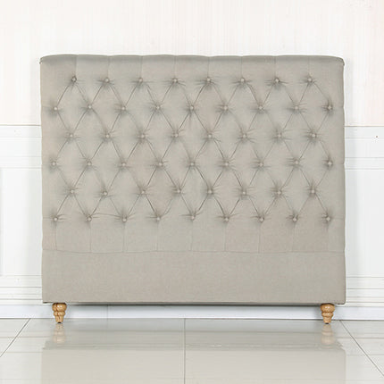Bed Head Double Size French Provincial Headboard Upholsterd Fabric Beige.