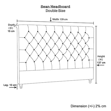 Bed Head Double Size French Provincial Headboard Upholsterd Fabric Beige.