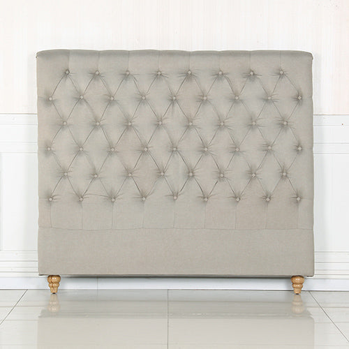 Bed Head King Size French Provincial Headboard Upholsterd Fabric Beige.