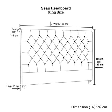 Bed Head King Size French Provincial Headboard Upholsterd Fabric Beige.