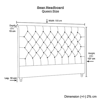 Bed Head Queen Size French Provincial Headboard Upholsterd Fabric Beige.