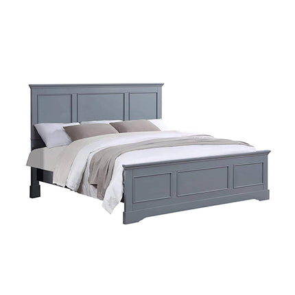 King Bed Frame in Solid Wood with Slats Support in Grey colour.