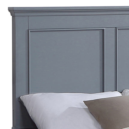 King Bed Frame in Solid Wood with Slats Support in Grey colour.