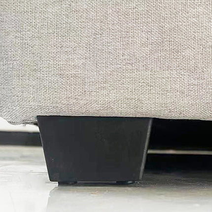 Veronica Bed Frame King Size Winged Grey Linen Fabric Seam Grid Pattern with gas lift plywood metal structure.