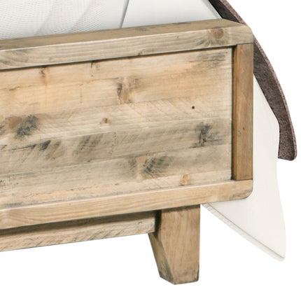 Queen Size Wooden Bed Frame in Solid Wood Antique Design Light Brown.