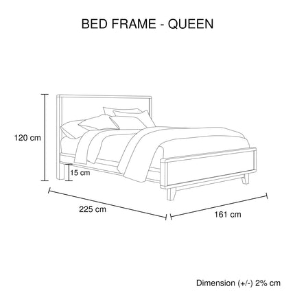 Queen Size Wooden Bed Frame in Solid Wood Antique Design Light Brown.