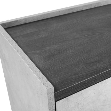 Bedside Table with 2 Storage Drawers MDF Combination of Black & Cement Colour Nightstand.