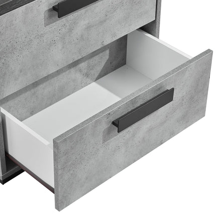 Bedside Table with 2 Storage Drawers MDF Combination of Black & Cement Colour Nightstand.