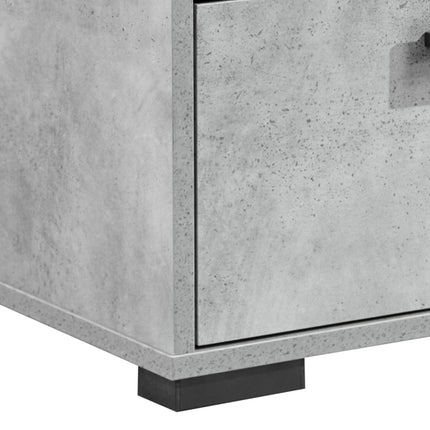 Bedside Table with 2 Storage Drawers MDF Combination of Black & Cement Colour Nightstand.