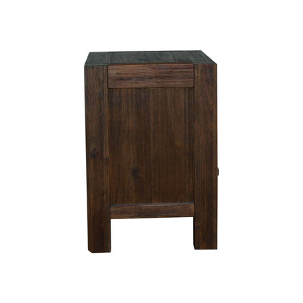 Bedside Table 2 drawers Night Stand Solid Wood Acacia Storage in Chocolate Colour.